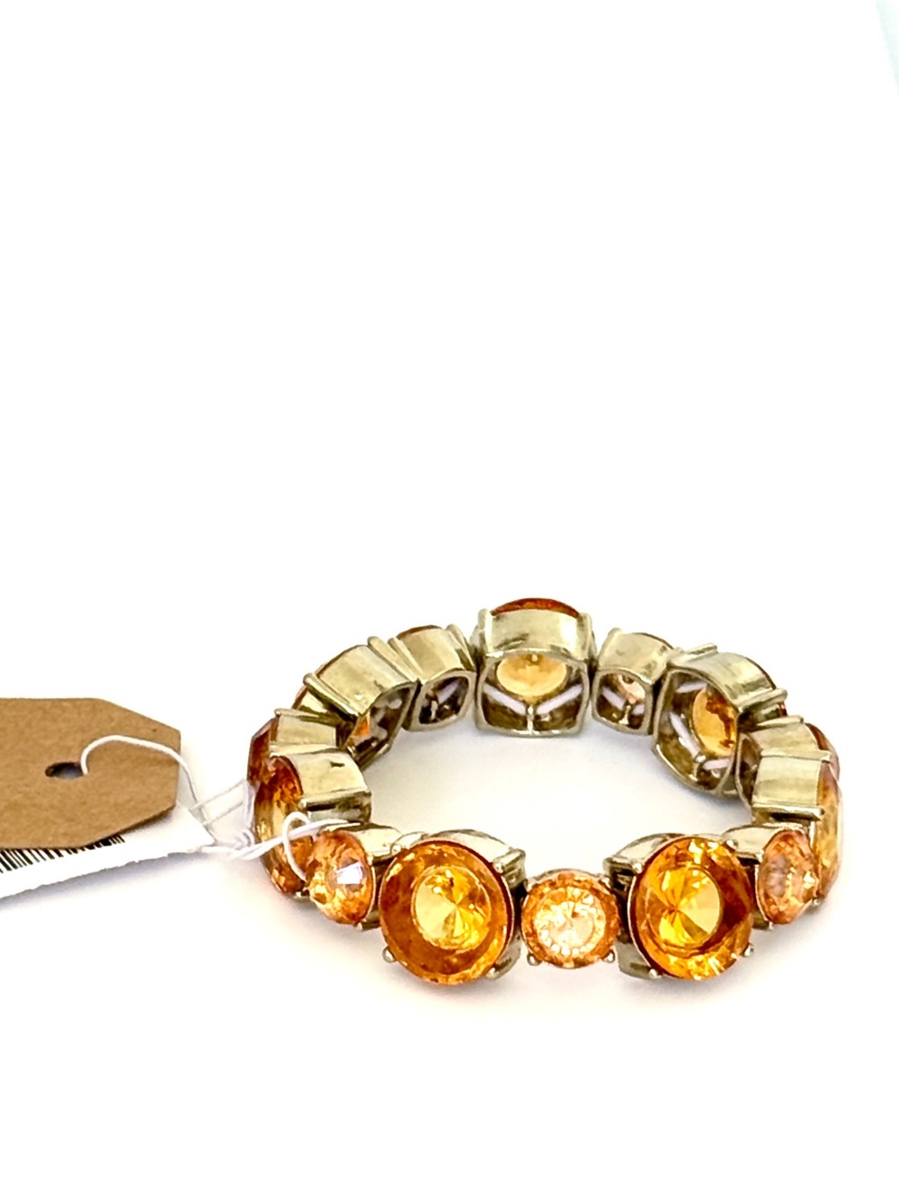 Lee Angel Orange Crystal Stretch Statement Bracelet NWT